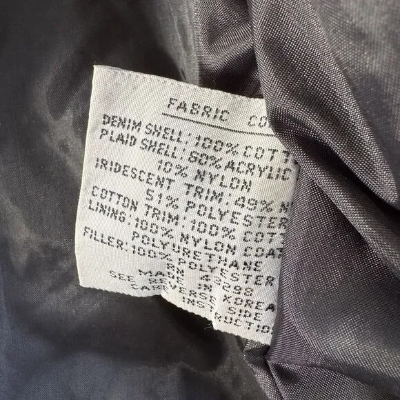 Patchwork Jacket XS Plaid Denim Pockets Cowboy Western Vintage - Picture 10 of 15